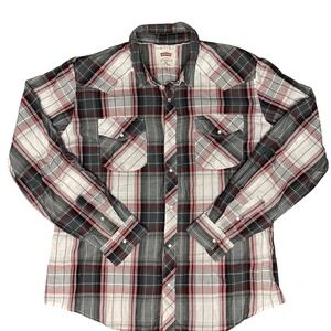 Levis Western Pearl Snap Shirt mens XL regular red Plaid cowboy casual workwear